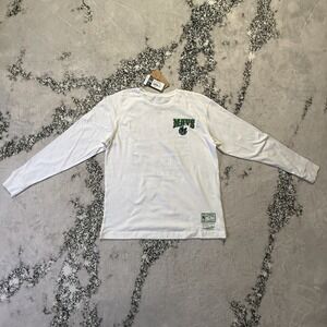 Mitchell & Ness T-Shirt Boys Size‎ L White Dallas Maverick Print Long Sleeve NBA